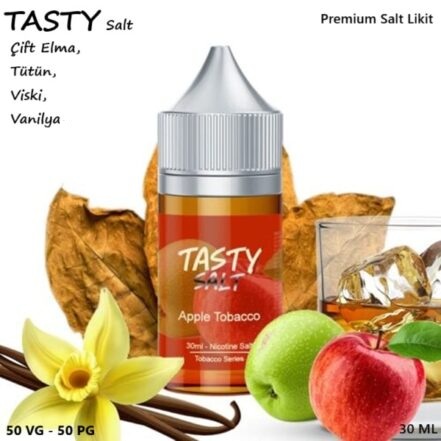 TASTY Apple Tobacco Salt Likit (Çift Elma,Tütün,Viski,Vanilya)