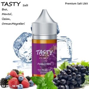 TASTY Asap Grape Salt Likit (Buz,Mentol,Üzüm,Orman Meyveleri)