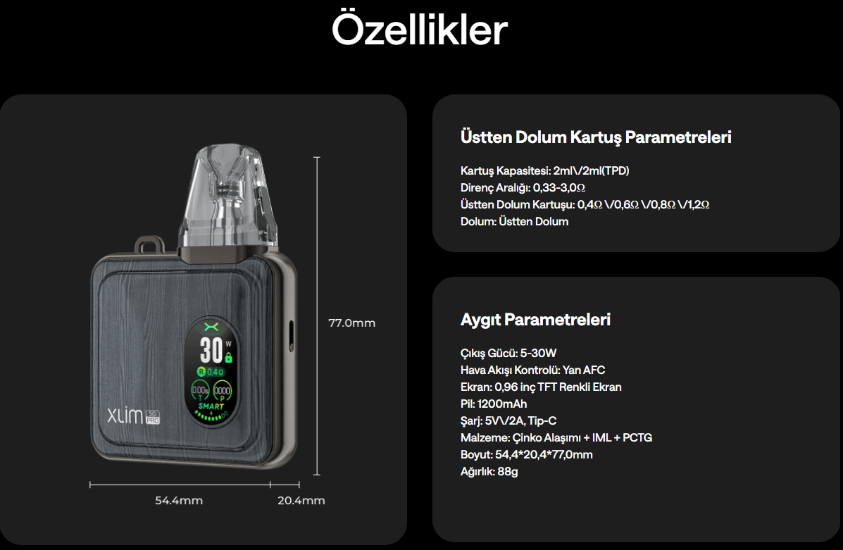 Oxva Xlim SQ Pro Parametreleri