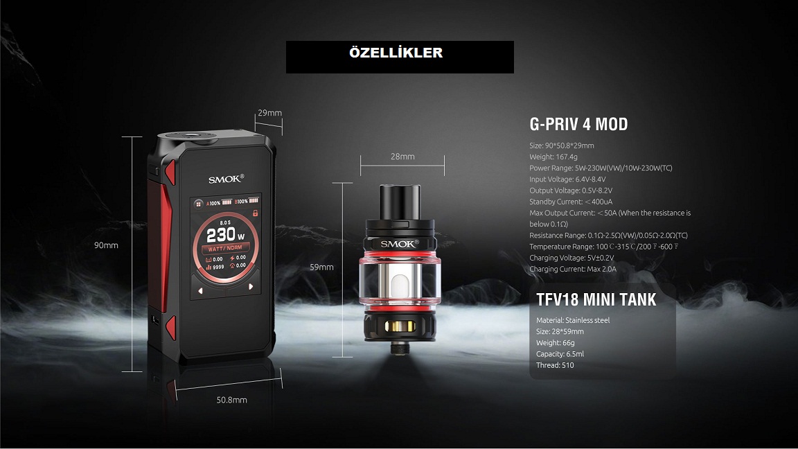 Smok G Priv 4 Kit Red Özellikleri