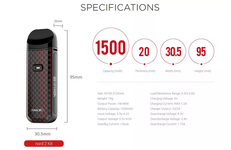 Smok Nord 2 Parametreleri