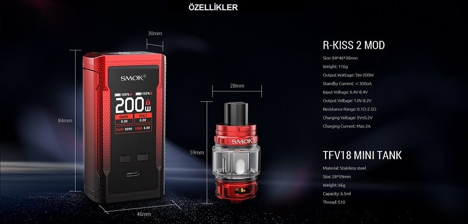 Smok R Kiss 2 Kit Özellikleri