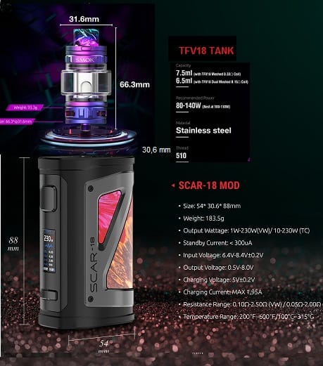 Smok SCAR 18 Kit Özellikleri