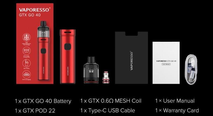 Vaporesso GTX Go 40 Kutu İçeriği