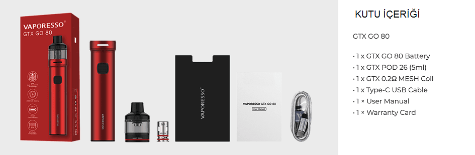 Vaporesso GTX GO 80 Pod Kit Kutu İçeriği, Vaporesso GTX GO80 Pod Kit Kutu İçeriği, Vaporesso GTXGO80 Pod Kit Kutu İçeriği, Vaperesso GTX GO 80 Pod Kit Kutu İçeriği