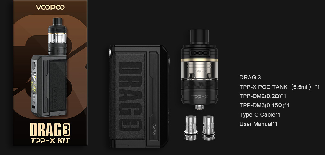 Voopoo Drag 3 TPP X Kit Kutu İçeriği