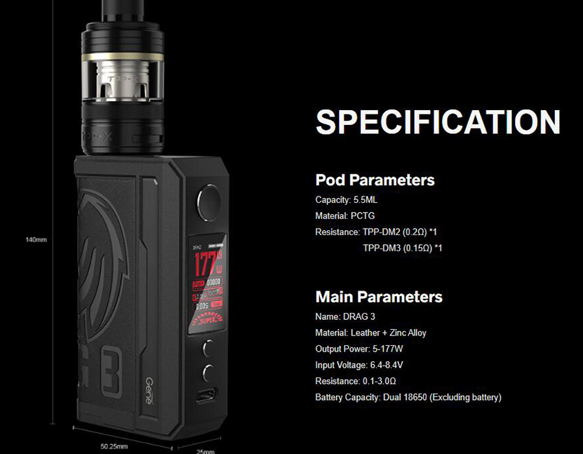 Voopoo Drag 3 TPP X Kit Özellikleri