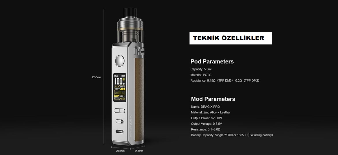 Voopoo Drag X Pro Kit Teknik Özellikleri