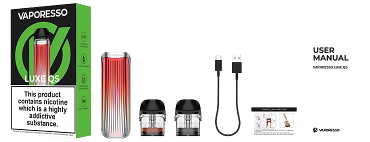 Vaporesso Lüxe QS Kutu İçeriği