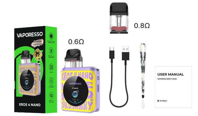 Vaporesso Xros 4 Nano Kutu İçeriği, Vaporesso Xros4 Nano Kutu İçeriği