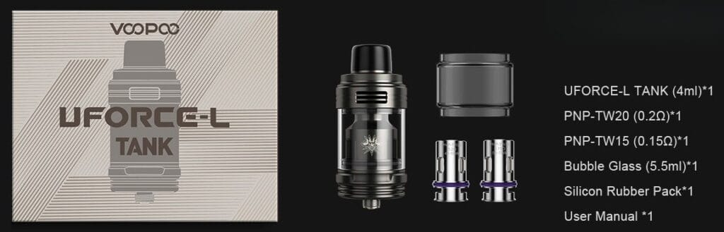 Voopoo Uforce-L Tank Atomizer Kutu İçeriği, Voopoo Uforce L Tank Atomizer Kutu İçeriği
