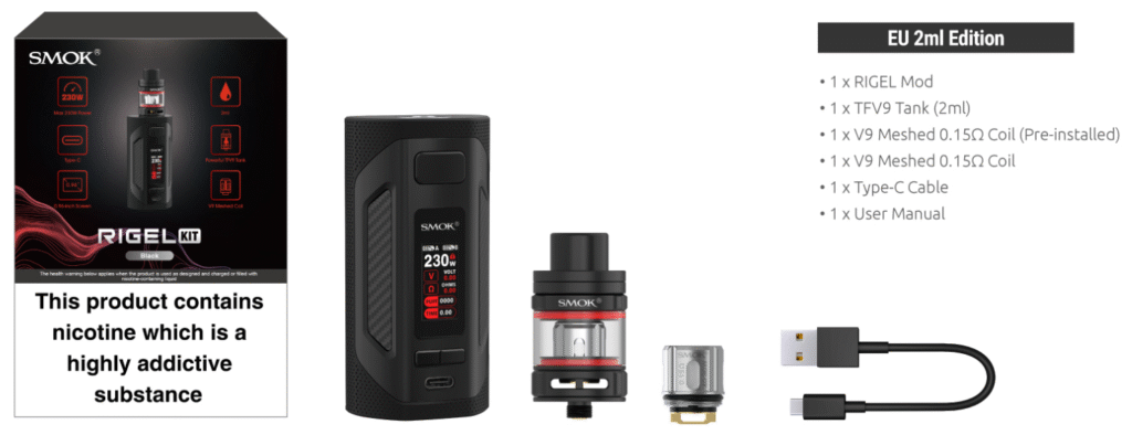 Smok Rigel Kit Kutu İçeriği