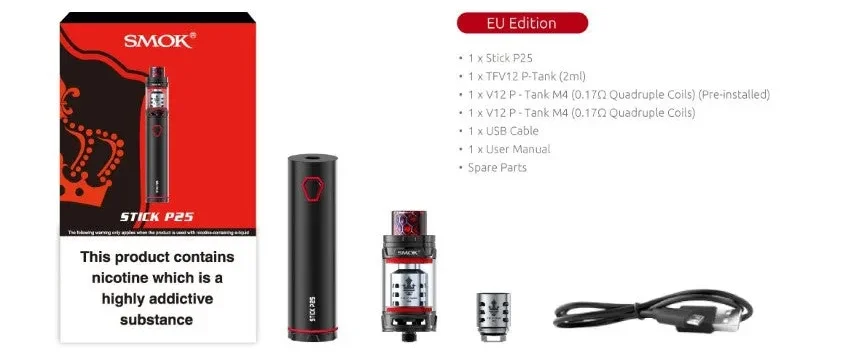 Smok Stick P25 Kit Kutu İçeriği