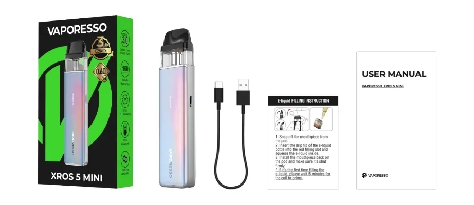 Vaporesso Xros 5 Mini Kutu İçeriği