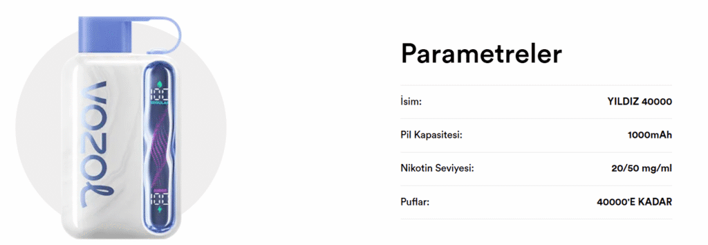 Vozol Star 40000 Cool Mint Parametreleri