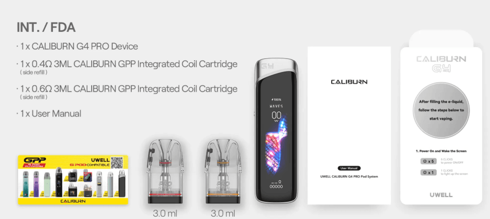 Uwell Caliburn G4 Pro Kutu İçeriği