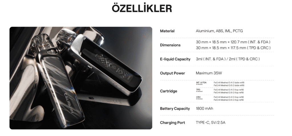 Uwell Caliburn G4 Pro Özellikleri 4