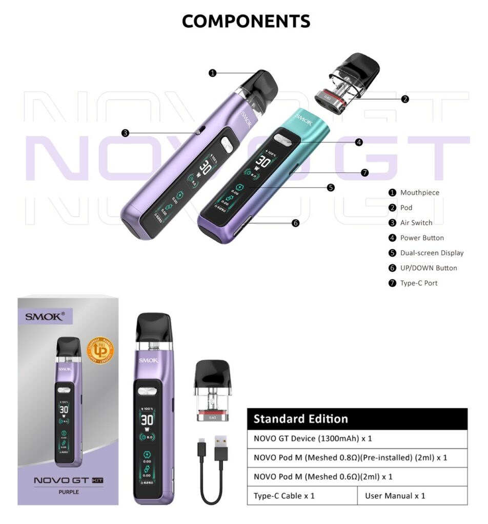 Smok Novo GT Kit Kutu İçeriği