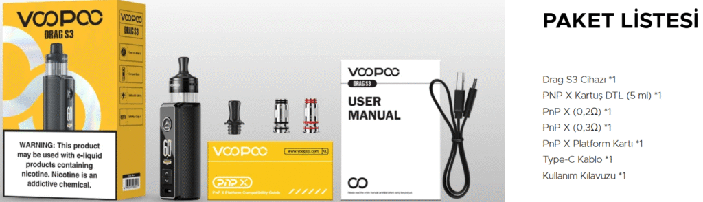 Voopoo Drag S3 Kutu İçeriği