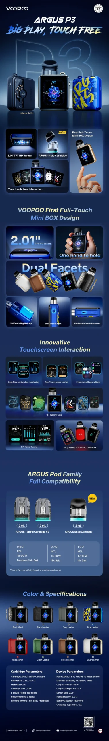 Voopoo Argus P3 Özellikleri, Voopoo Argus P3 Parametreleri