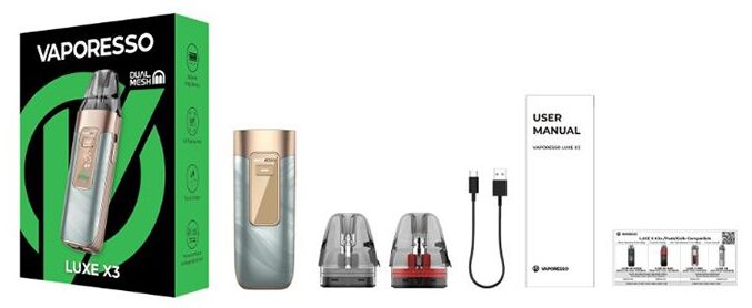 Vaporesso Lüxe X3 Kutu İçeriği, Vaporesso LüxeX3 Kutu İçeriği